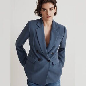 Madewell Blue Double-Breasted Blazer
